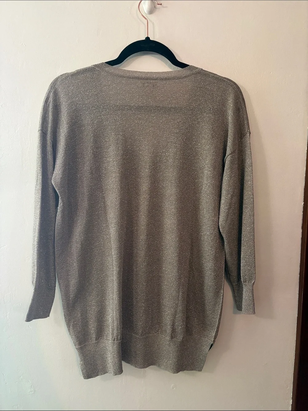 J. Crew Shimmery Gray V-Neck Sweater